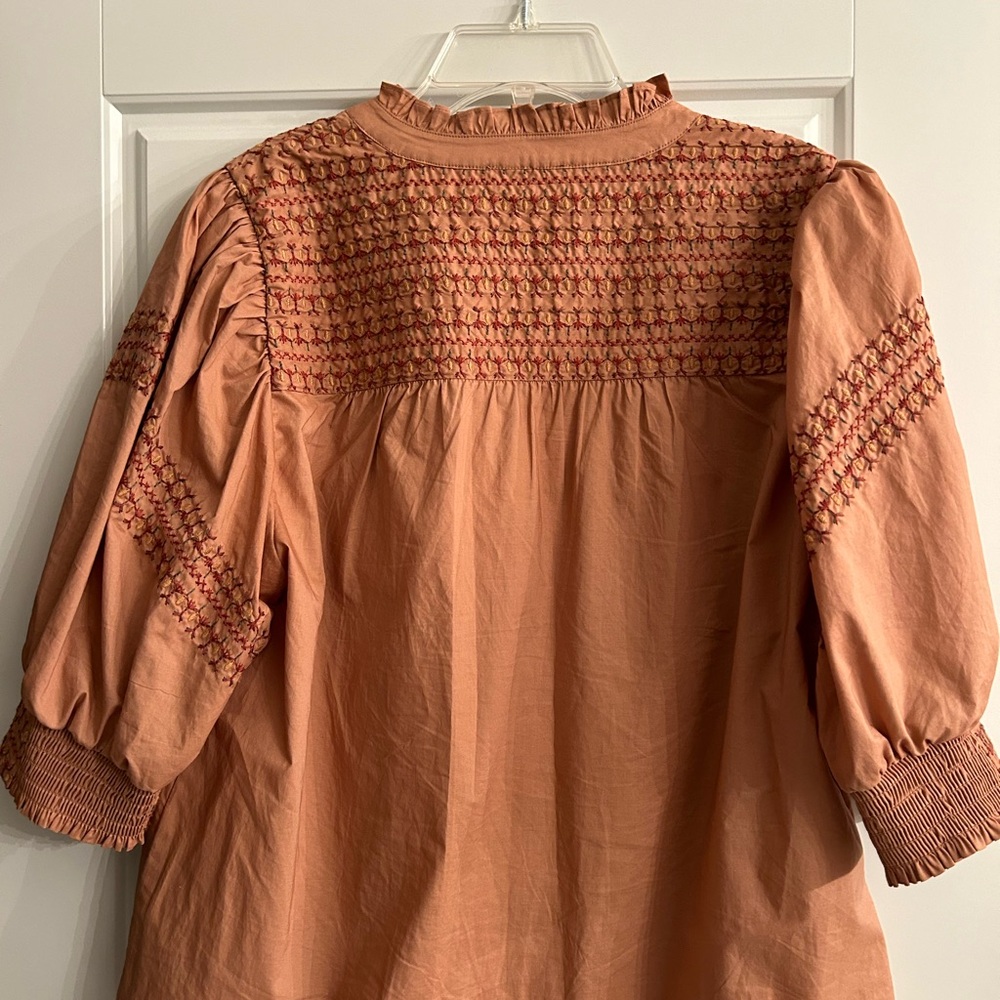 Democracy pouff sleeve embroidered ruffle neck blouse - Picture 6 of 6